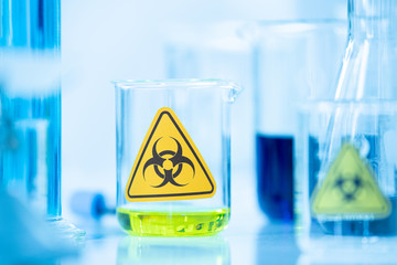 Blue water solution in glass