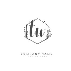 Handwritten initial letter T W TW for identity and logo. Vector logo template with handwriting and signature style.