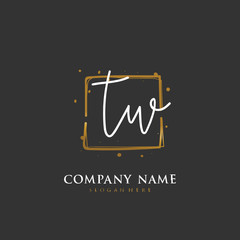 Handwritten initial letter T W TW for identity and logo. Vector logo template with handwriting and signature style.