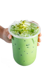 matcha green tea latte with bubble