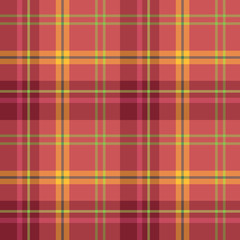 Seamless pattern in great cute red, yellow and green colors for plaid, fabric, textile, clothes, tablecloth and other things. Vector image.