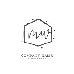   Handwritten initial letter M W MW for identity and logo. Vector logo template with handwriting and signature style.