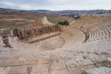 Roman theater in Jerash ruin and ancient city in Jordan, Arab