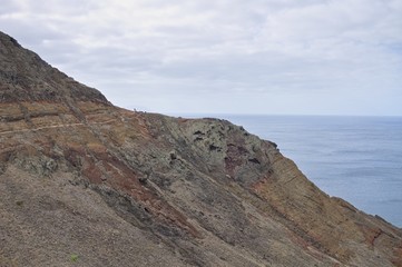 Fototapeta na wymiar Hike pathway in a desertic place (Madeira Island, Portugal, Europe)