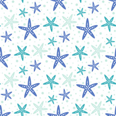 seamless pattern with cute starfish isolated on white