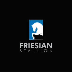 friesian stallion logo, with jumping horse make letter f vector
