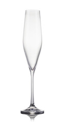 Empty luxury champagne glass isolated on a white background