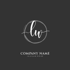 Handwritten initial letter L W LW for identity and logo. Vector logo template with handwriting and signature style.