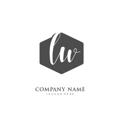 Handwritten initial letter L W LW for identity and logo. Vector logo template with handwriting and signature style.