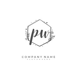 Handwritten initial letter P W PW for identity and logo. Vector logo template with handwriting and signature style.