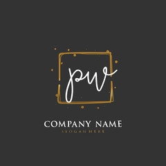 Handwritten initial letter P W PW for identity and logo. Vector logo template with handwriting and signature style.
