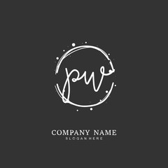 Handwritten initial letter P W PW for identity and logo. Vector logo template with handwriting and signature style.