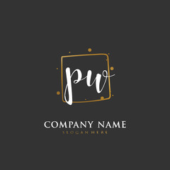 Handwritten initial letter P W PW for identity and logo. Vector logo template with handwriting and signature style.