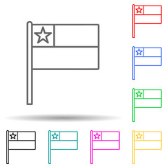 Chile multi color set icon. Simple thin line, outline vector of flags icons for ui and ux, website or mobile application