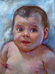 oil on canvas representing infant. - 331165714