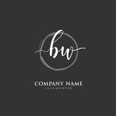 Handwritten initial letter B W BW for identity and logo. Vector logo template with handwriting and signature style.