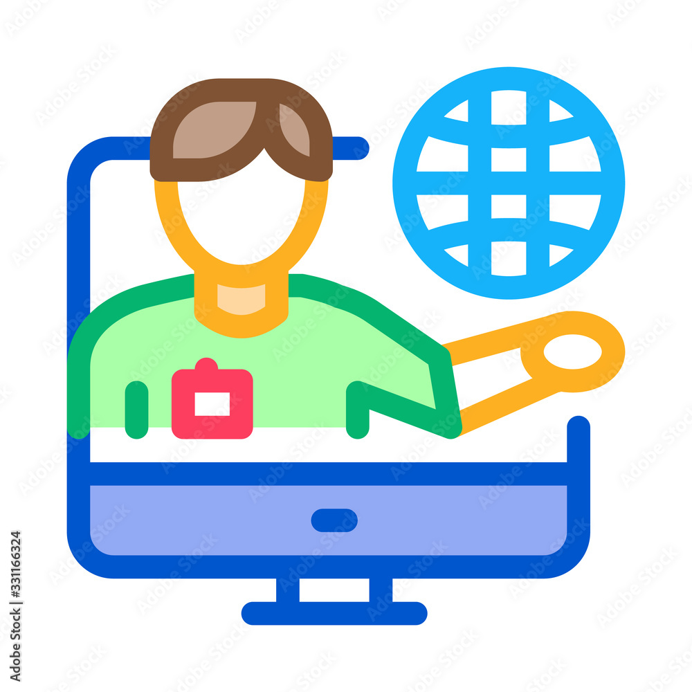 Poster online computer guide icon vector. outline online computer guide sign. isolated contour symbol illus