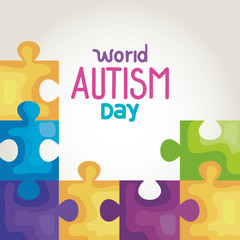 world autism day with puzzle pieces vector illustration design