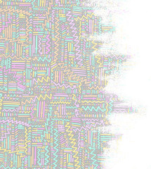 Modern multicolor spotted pop art digital composition with lines, dots and arrows.