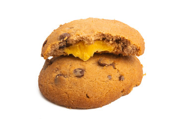 cookies with chocolate drops isolated