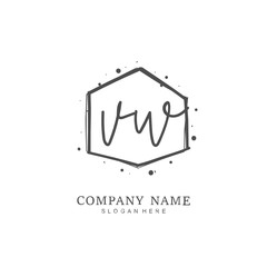 Handwritten initial letter V W for identity and logo. Vector logo template with handwriting and signature style.