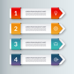 Modern minimal arrow elements for business infographics. Origami style. Vector illustration. Can be used for workflow layout, brochure, diagram, chart, number options, web design