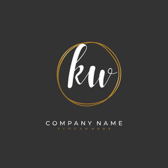 Handwritten initial letter K W KW for identity and logo. Vector logo template with handwriting and signature style.