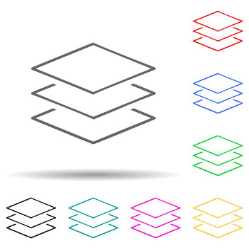 Sign layers multi color set icon. Simple thin line, outline vector of web icons for ui and ux, website or mobile application