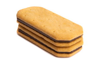 double square cookies with chocolate isolated