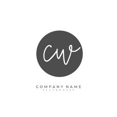 Handwritten initial letter C W CW for identity and logo. Vector logo template with handwriting and signature style.
