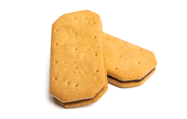 double square cookies with chocolate isolated