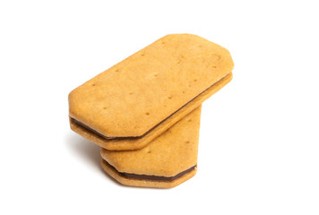 double square cookies with chocolate isolated