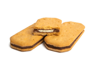 double square cookies with chocolate isolated