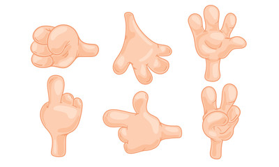 Cartoon Hands Gesturing Isolated on White Background Vector Set