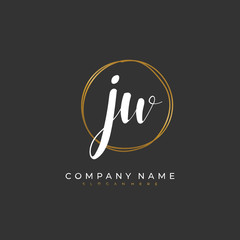 Handwritten initial letter J W JW for identity and logo. Vector logo template with handwriting and signature style.