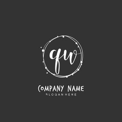 Handwritten initial letter Q W QW for identity and logo. Vector logo template with handwriting and signature style.