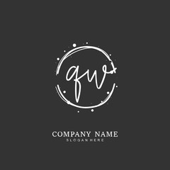 Handwritten initial letter Q W QW for identity and logo. Vector logo template with handwriting and signature style.
