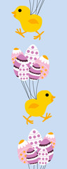 vertical border with easter chicken and egg balloons