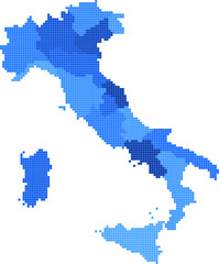 Blue square shape Italy map on white background. Vector illustration.