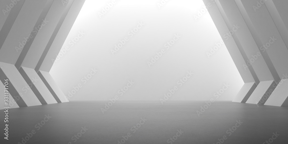 Poster abstract of concrete interior with the light cast shadow on the wall ,geometric structure,perspectiv