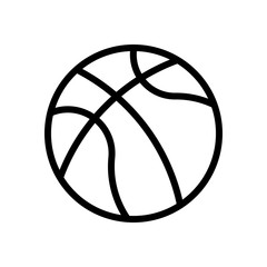 backetball, linear sport logo, simple ball. Black icon on white background