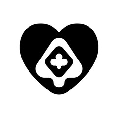 Playing cards, logo. Hearts, spades, diamonds, clubs. Black icon on white background