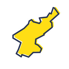 Stylized simple yellow outline map of North Korea