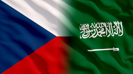 Waving Saudi Arabia and Czech Republic Flags