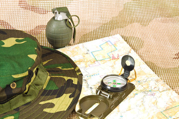 Map,compasse,camouflage