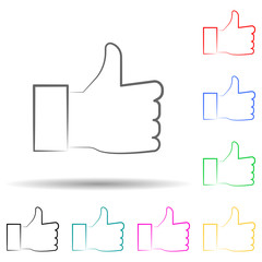 Like, hand hand drawn multi color set icon. Simple thin line, outline vector of business icons for ui and ux, website or mobile application