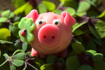 Marzipanschwein im Glücksklee	