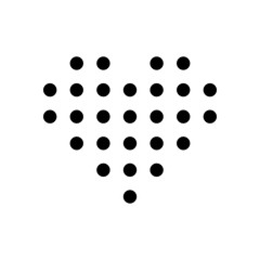 Dot heart, digital love symbol. Black icon on white background