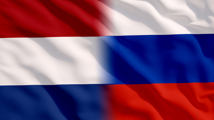 Waving Russia and Netherlands Flags