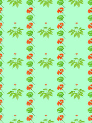 Wild korean ginseng. Seamless pattern.